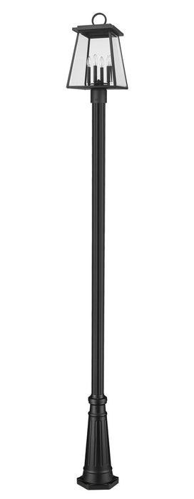 Z-Lite 521PHBR-519P-BK Four Light Outdoor Post Mounted Fixture, Black