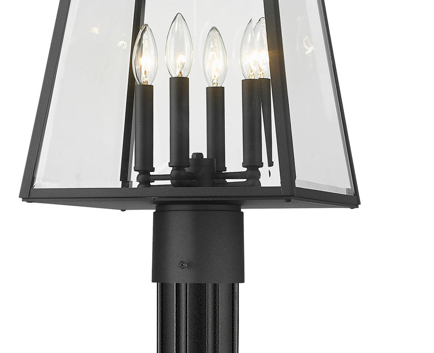 Z-Lite 521PHBR-519P-BK Four Light Outdoor Post Mounted Fixture, Black