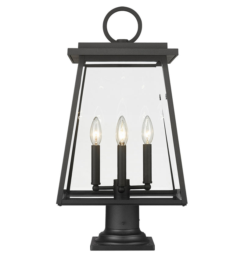 Z-Lite 521PHBR-533PM-BK Four Light Outdoor Pier Mounted Fixture, Black
