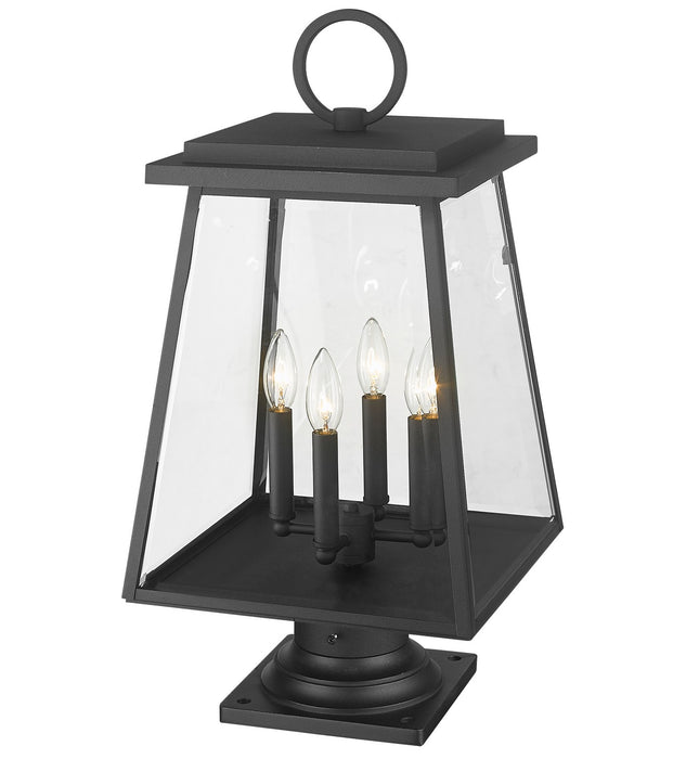 Z-Lite 521PHBR-533PM-BK Four Light Outdoor Pier Mounted Fixture, Black