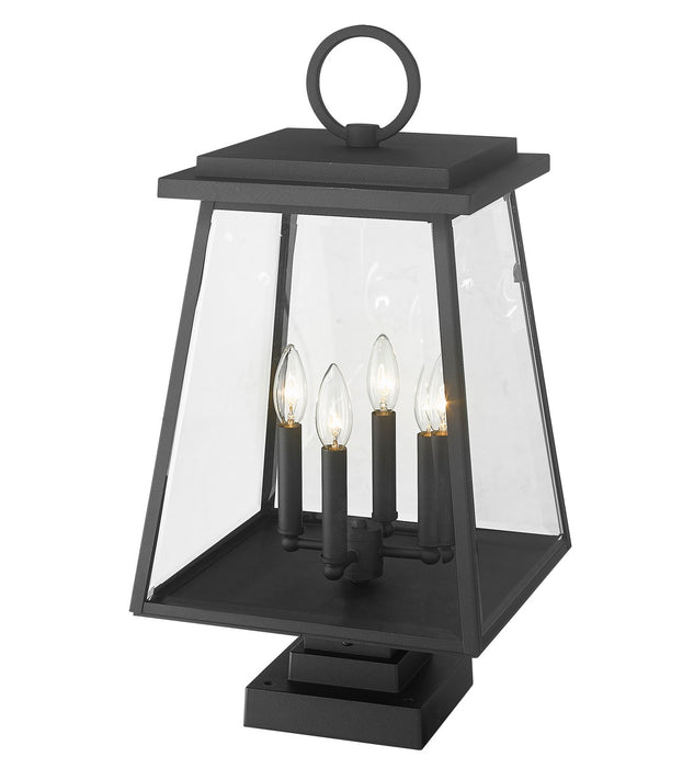 Z-Lite 521PHBS-SQPM-BK Four Light Outdoor Pier Mounted Fixture, Black