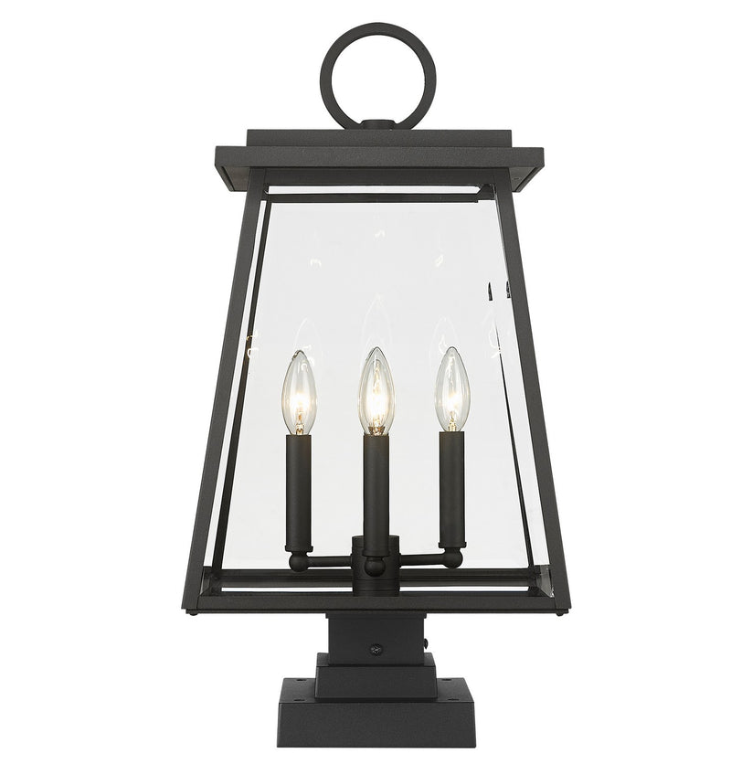 Z-Lite 521PHBS-SQPM-BK Four Light Outdoor Pier Mounted Fixture, Black