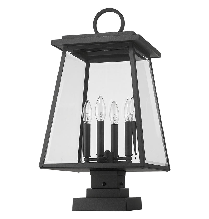 Z-Lite 521PHBS-SQPM-BK Four Light Outdoor Pier Mounted Fixture, Black