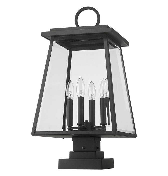 Z-Lite 521PHBS-SQPM-BK Four Light Outdoor Pier Mounted Fixture, Black