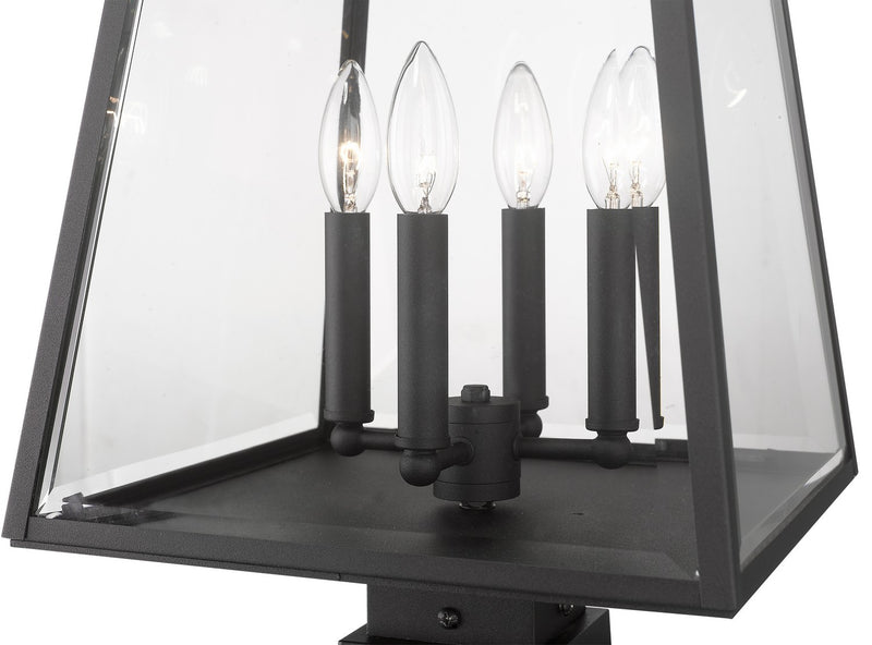 Z-Lite 521PHBS-SQPM-BK Four Light Outdoor Pier Mounted Fixture, Black