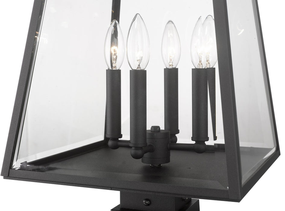 Z-Lite 521PHBS-SQPM-BK Four Light Outdoor Pier Mounted Fixture, Black