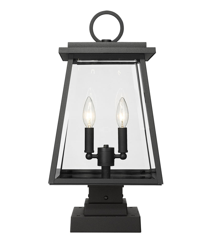 Z-Lite 521PHMS-SQPM-BK Two Light Outdoor Pier Mounted Fixture, Black
