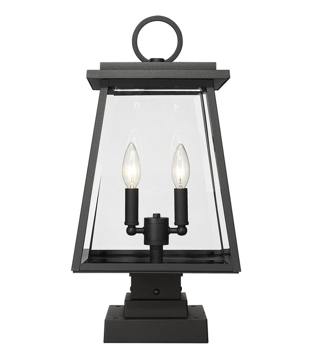Z-Lite 521PHMS-SQPM-BK Two Light Outdoor Pier Mounted Fixture, Black
