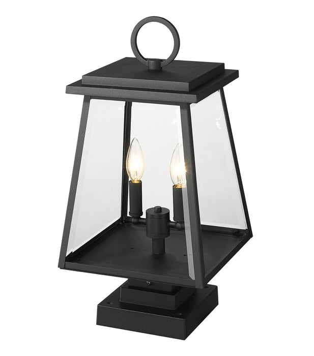 Z-Lite 521PHMS-SQPM-BK Two Light Outdoor Pier Mounted Fixture, Black
