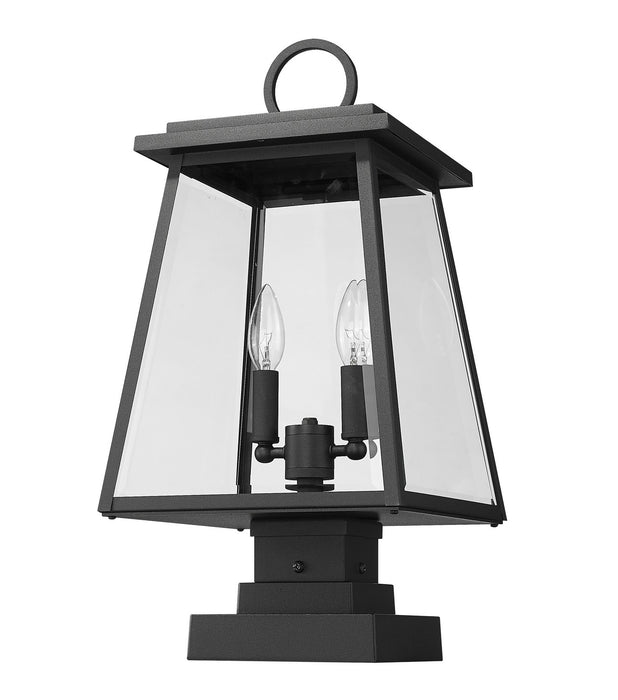 Z-Lite 521PHMS-SQPM-BK Two Light Outdoor Pier Mounted Fixture, Black