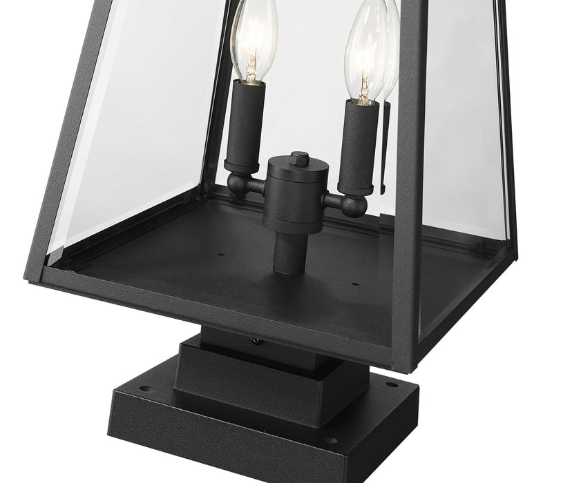 Z-Lite 521PHMS-SQPM-BK Two Light Outdoor Pier Mounted Fixture, Black