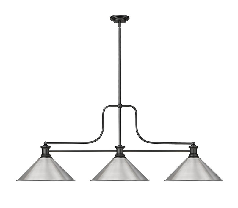 Z-Lite 725-3MB-BN15 Three Light Billiard, Matte Black