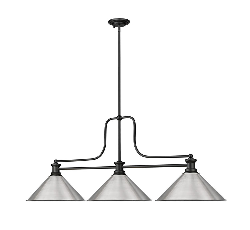 Z-Lite 725-3MB-BN15 Three Light Billiard, Matte Black