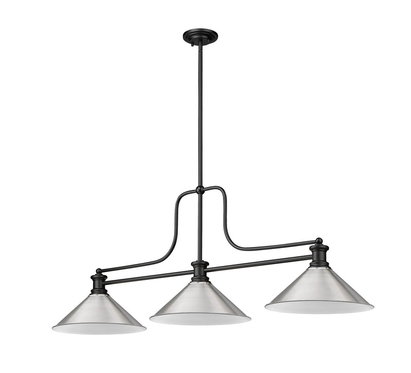 Z-Lite 725-3MB-BN15 Three Light Billiard, Matte Black
