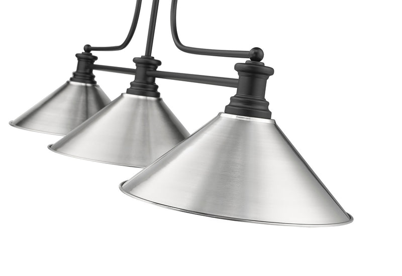 Z-Lite 725-3MB-BN15 Three Light Billiard, Matte Black