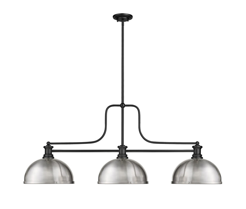 Z-Lite 725-3MB-D12BN Three Light Billiard, Matte Black