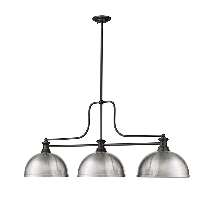 Z-Lite 725-3MB-D12BN Three Light Billiard, Matte Black