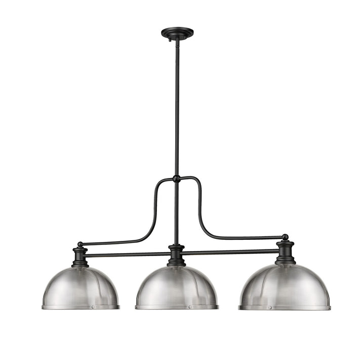 Z-Lite 725-3MB-D12BN Three Light Billiard, Matte Black