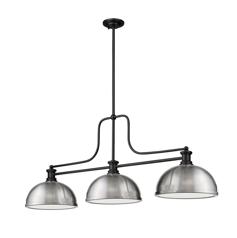 Z-Lite 725-3MB-D12BN Three Light Billiard, Matte Black
