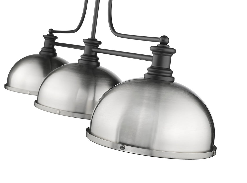 Z-Lite 725-3MB-D12BN Three Light Billiard, Matte Black