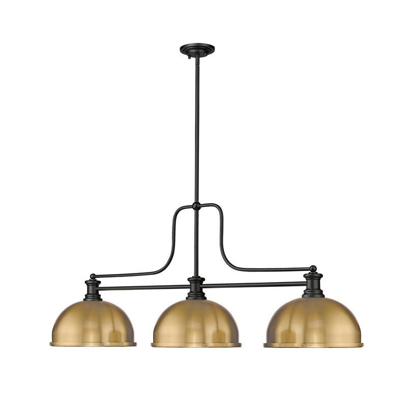 Z-Lite 725-3MB-D12HBR Three Light Billiard, Matte Black