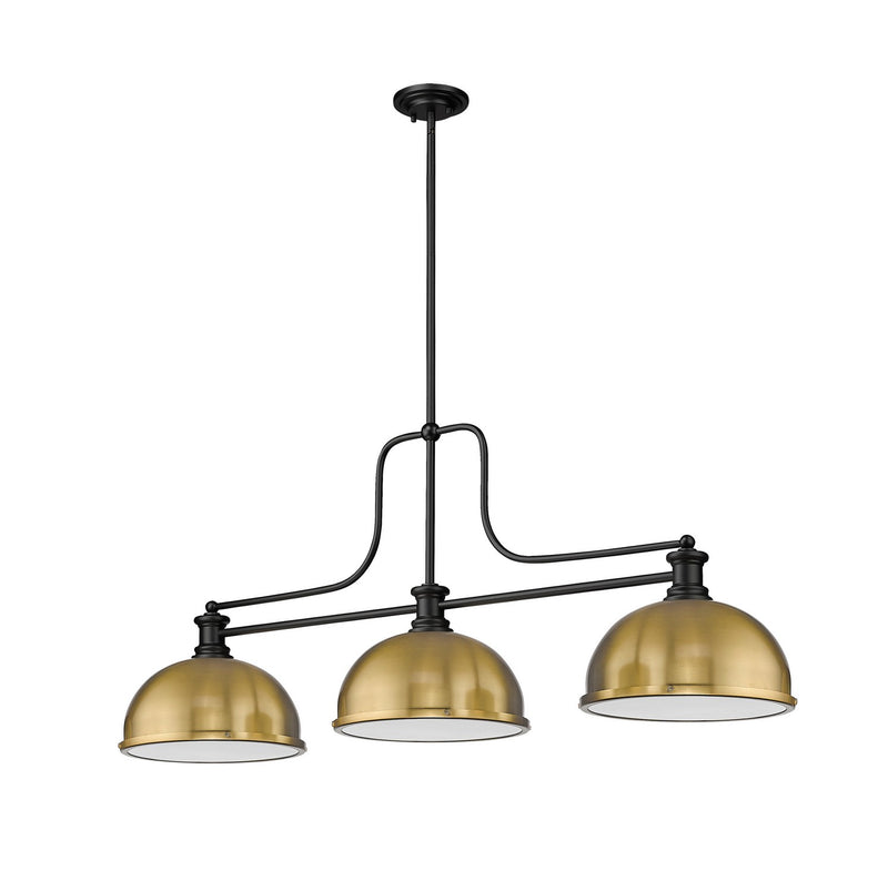 Z-Lite 725-3MB-D12HBR Three Light Billiard, Matte Black