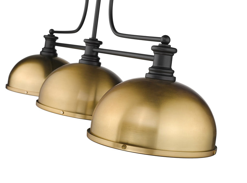 Z-Lite 725-3MB-D12HBR Three Light Billiard, Matte Black