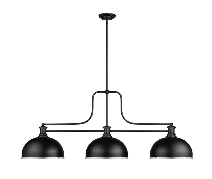 Z-Lite 725-3MB-D12MB+BN Three Light Billiard, Matte Black