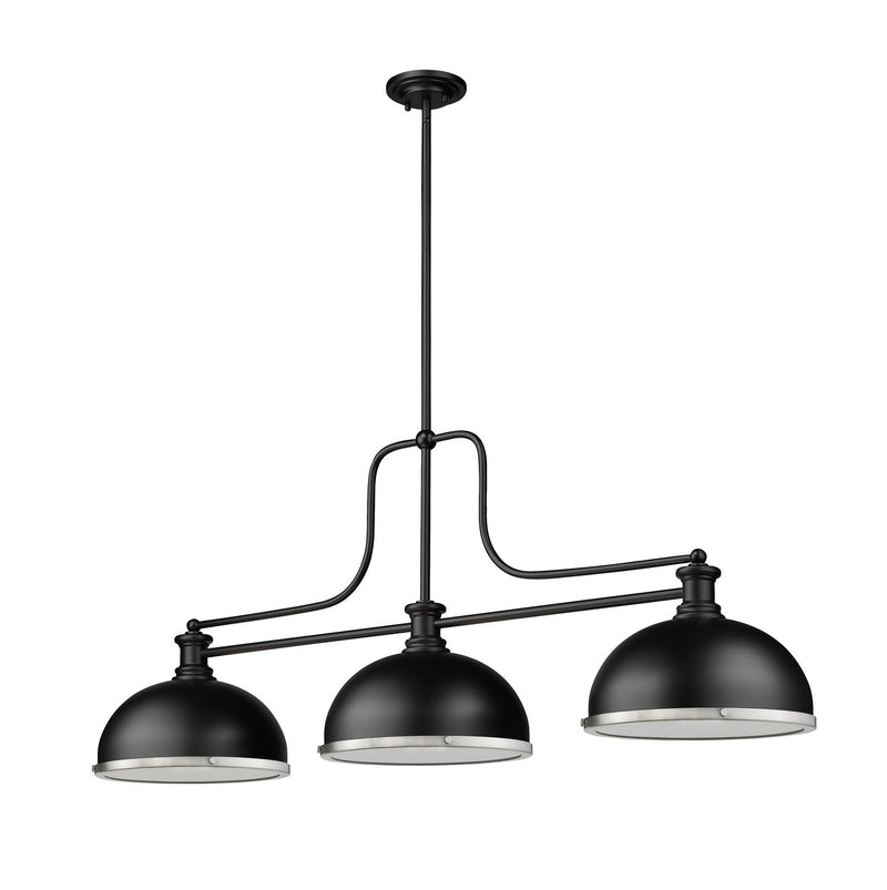 Z-Lite 725-3MB-D12MB+BN Three Light Billiard, Matte Black