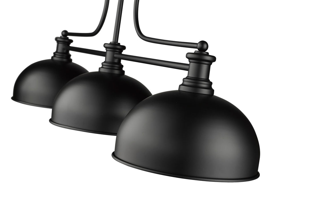 Z-Lite 725-3MB-D13MB Three Light Billiard, Matte Black