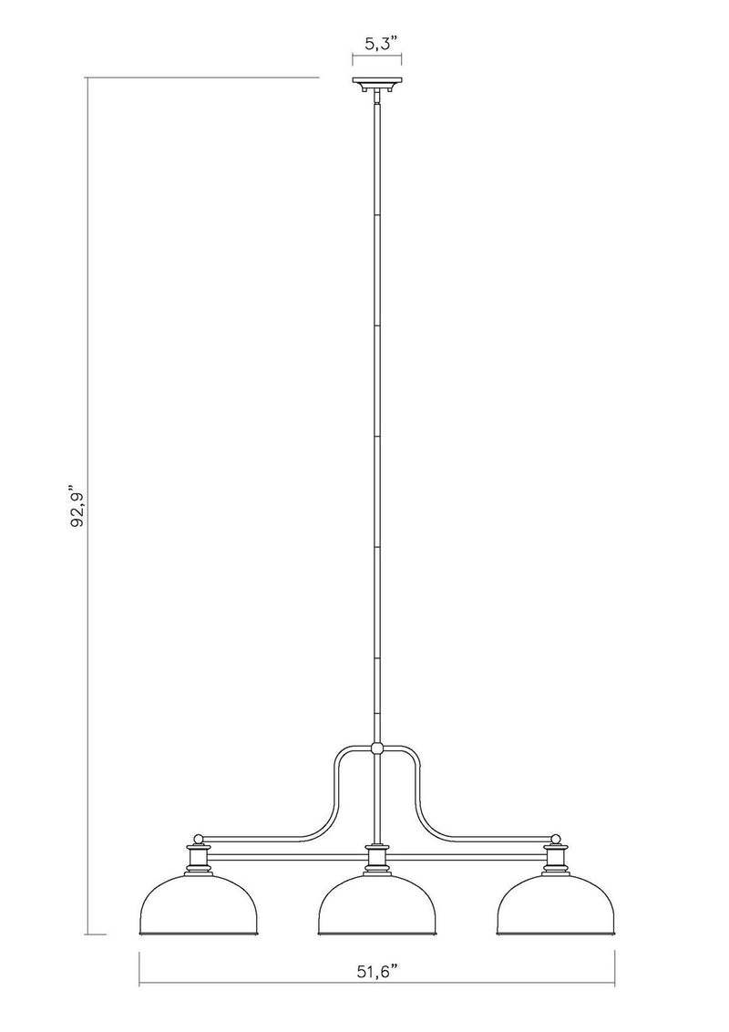 Z-Lite 725-3MB-D13MB Three Light Billiard, Matte Black