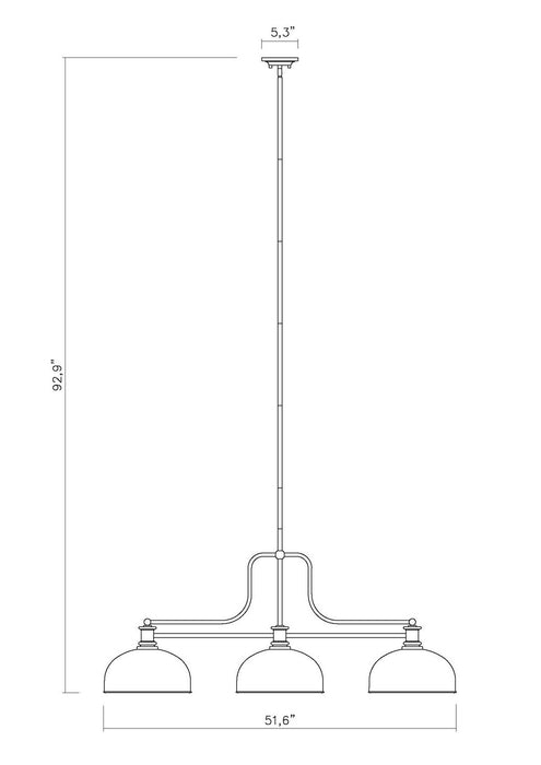 Z-Lite 725-3MB-D13MB Three Light Billiard, Matte Black