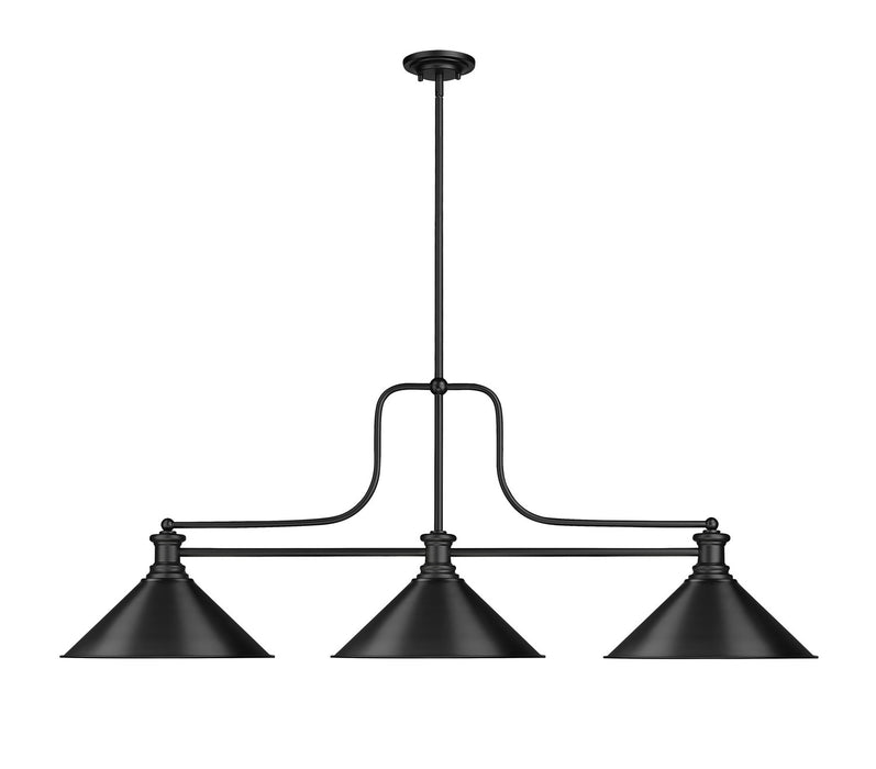 Z-Lite 725-3MB-MB15 Three Light Billiard, Matte Black
