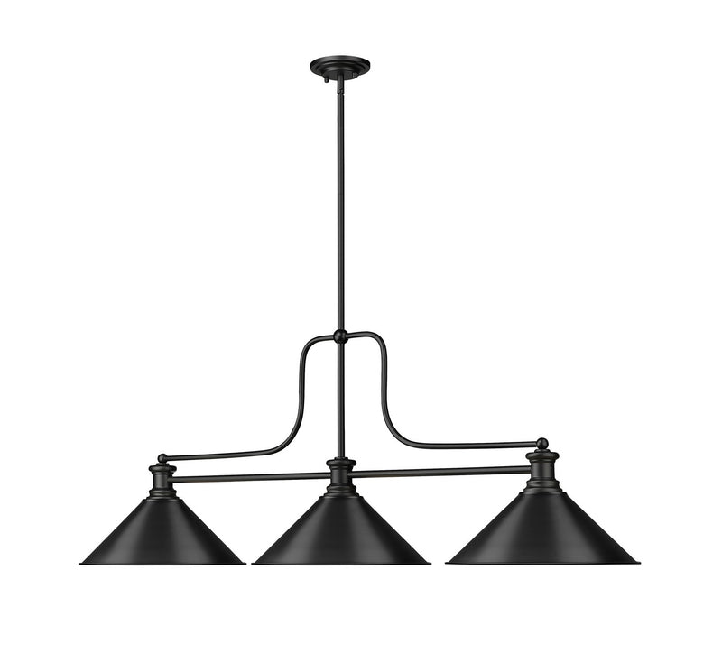 Z-Lite 725-3MB-MB15 Three Light Billiard, Matte Black