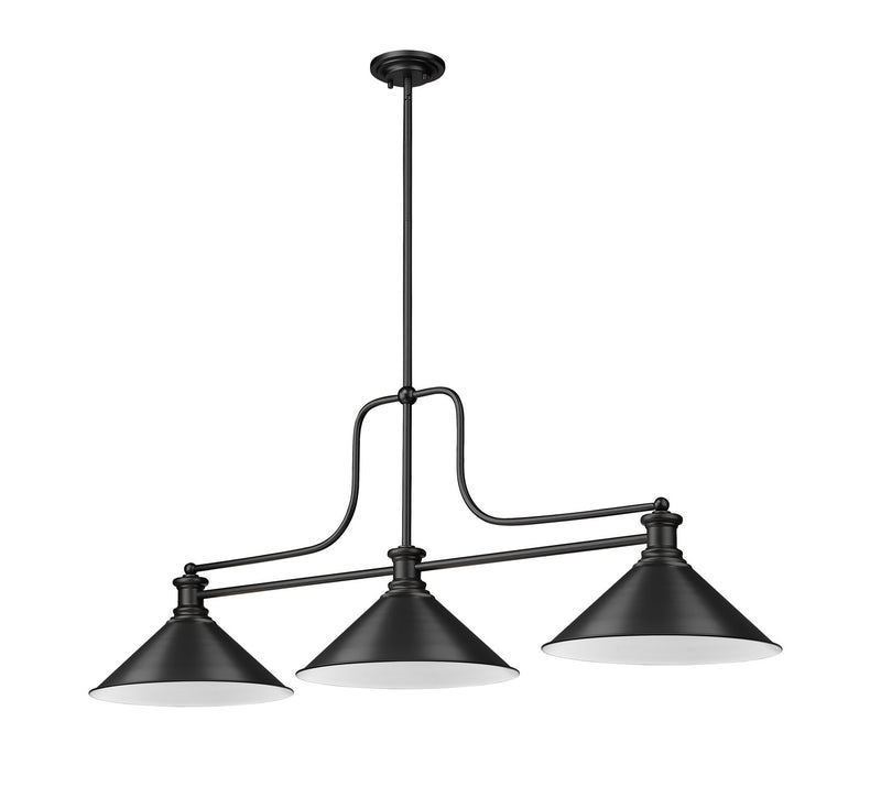 Z-Lite 725-3MB-MB15 Three Light Billiard, Matte Black