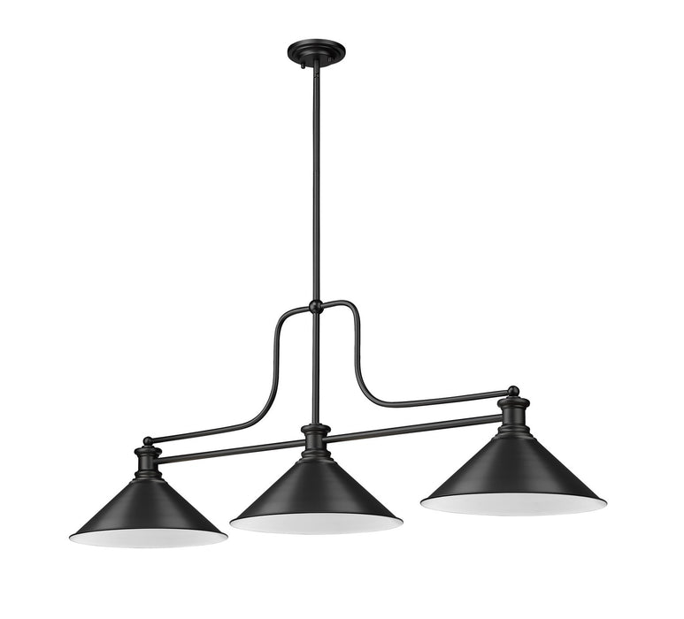 Z-Lite 725-3MB-MB15 Three Light Billiard, Matte Black