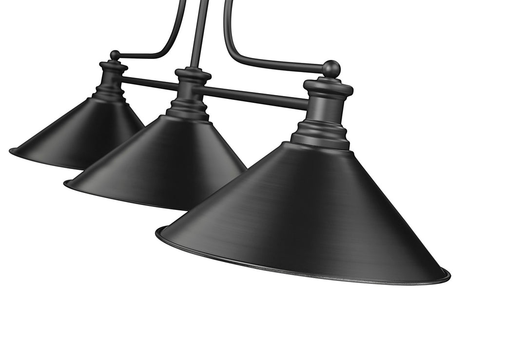 Z-Lite 725-3MB-MB15 Three Light Billiard, Matte Black