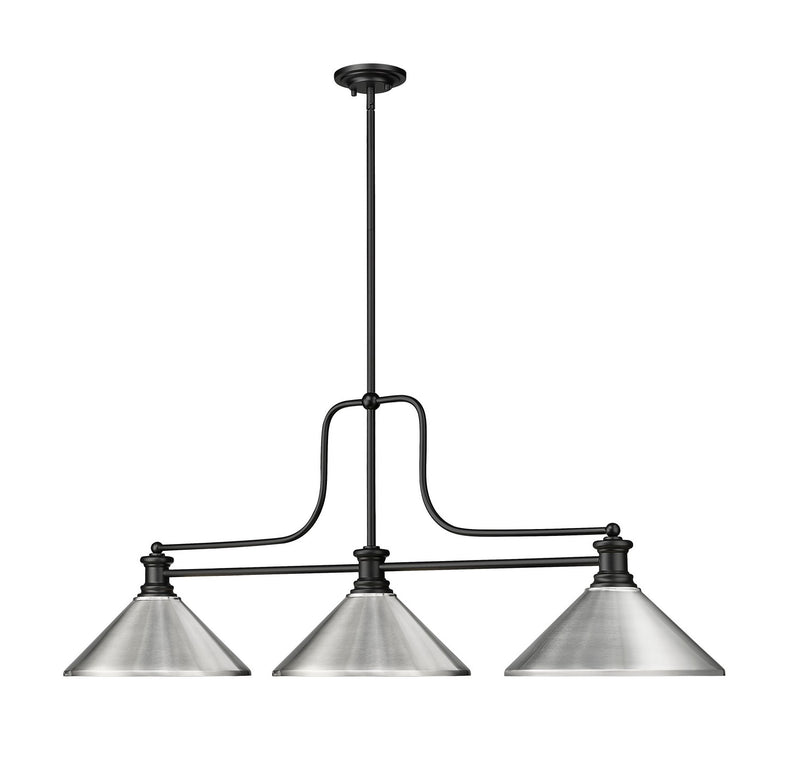 Z-Lite 725-3MB-MBN Three Light Billiard, Matte Black