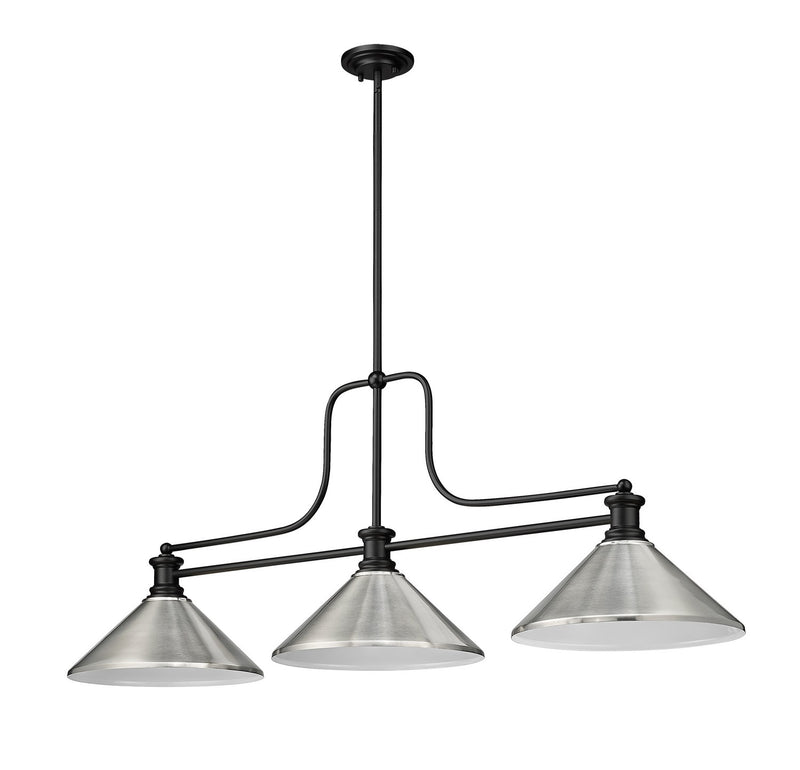 Z-Lite 725-3MB-MBN Three Light Billiard, Matte Black