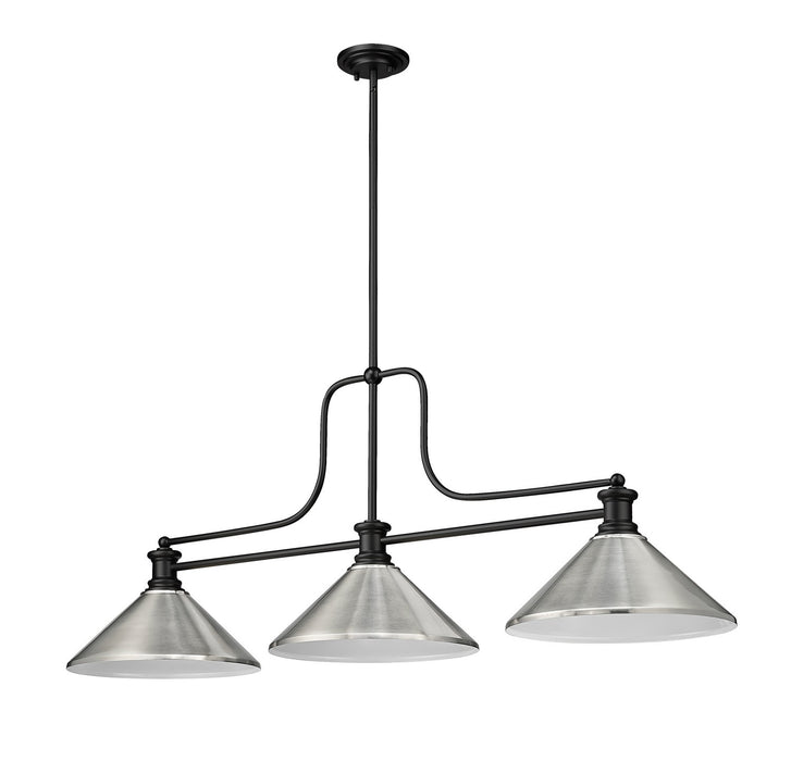 Z-Lite 725-3MB-MBN Three Light Billiard, Matte Black