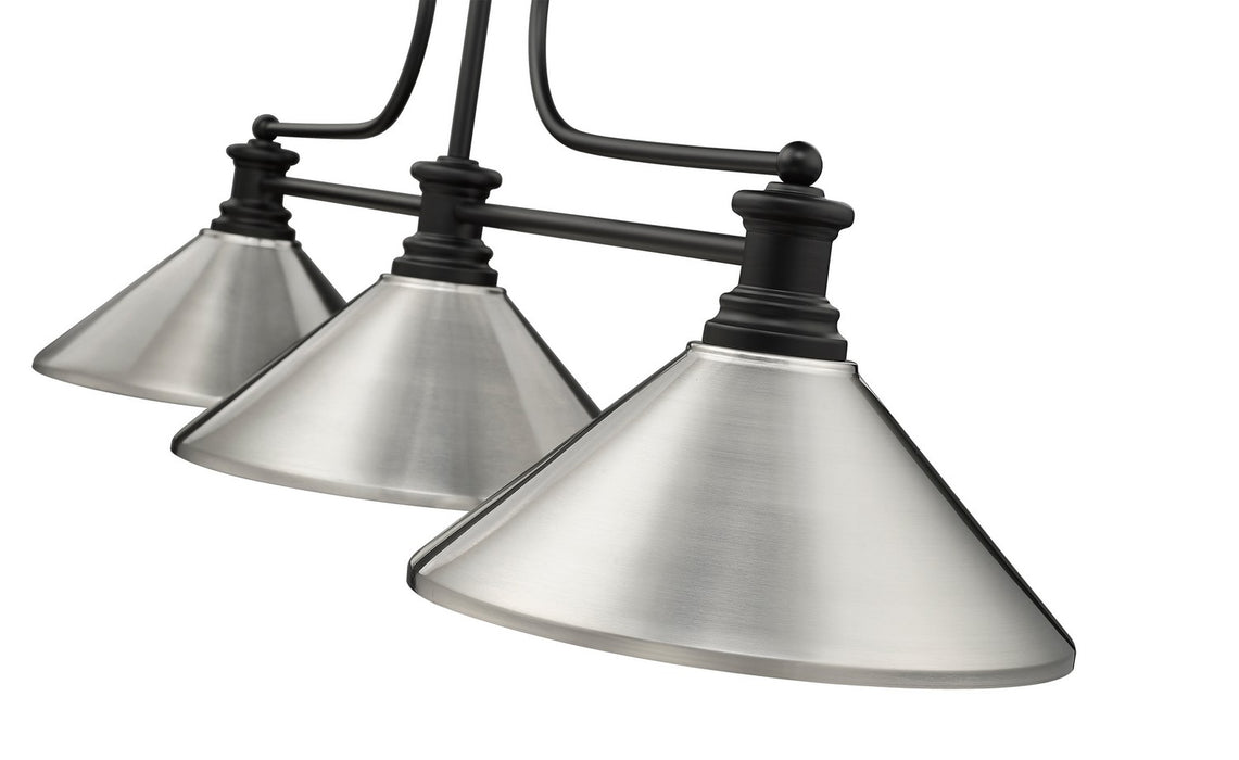 Z-Lite 725-3MB-MBN Three Light Billiard, Matte Black