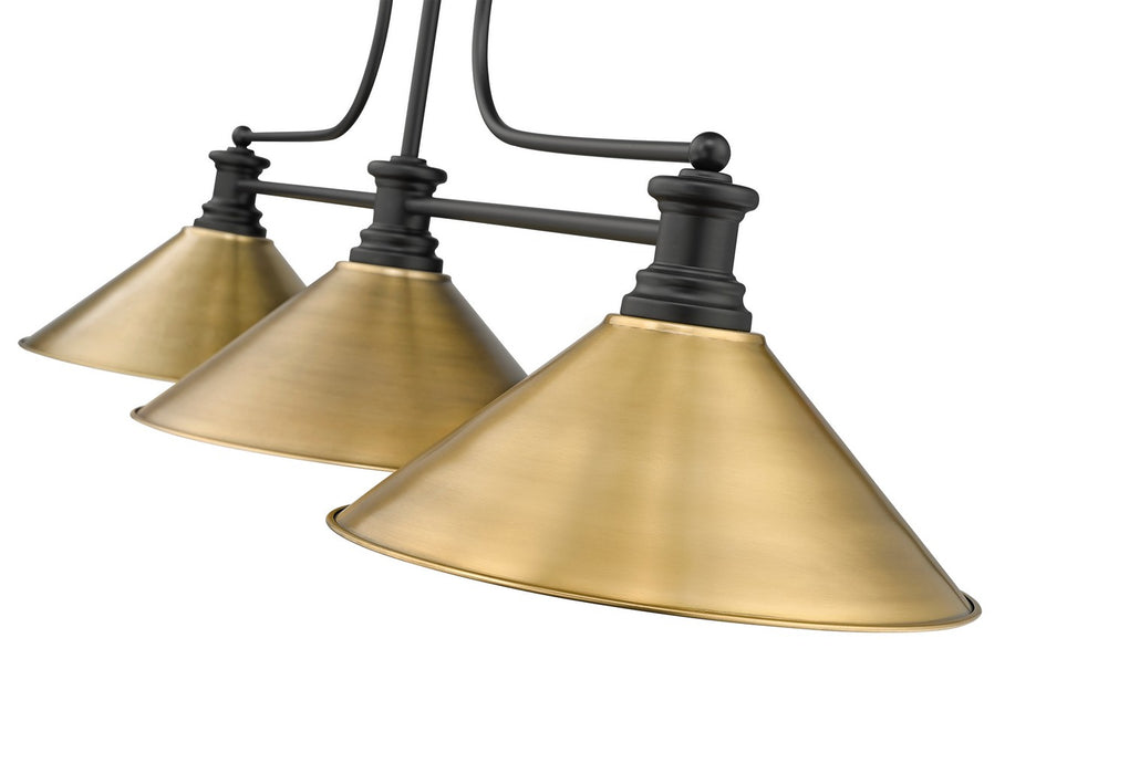 Z-Lite 725-3MB-RB15 Three Light Billiard, Matte Black