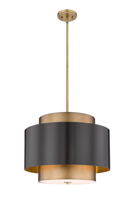 Z-Lite 739P24-BRZ-RB Three Light Chandelier, Bronze / Rubbed Brass