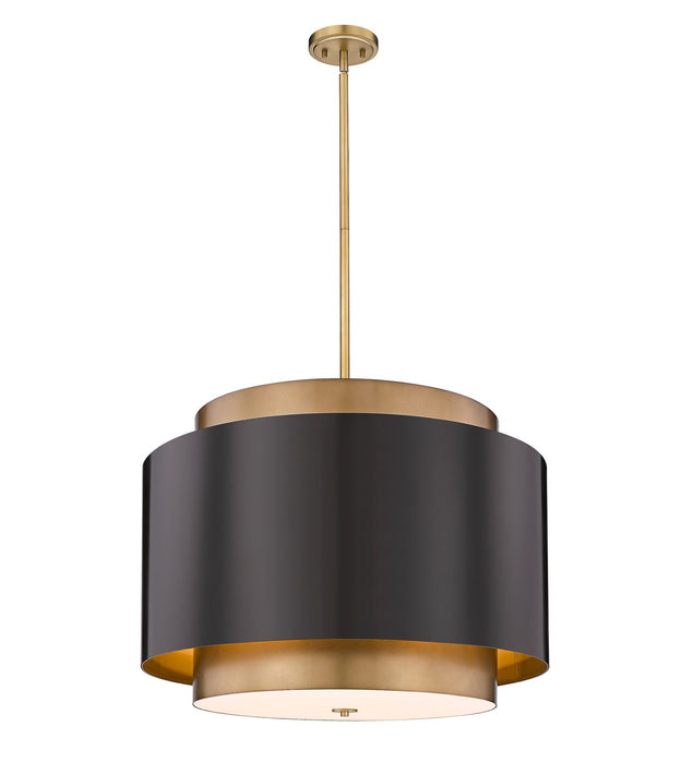 Z-Lite 739P32-BRZ-RB Four Light Chandelier, Bronze / Rubbed Brass