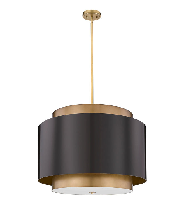 Z-Lite 739P32-BRZ-RB Four Light Chandelier, Bronze / Rubbed Brass