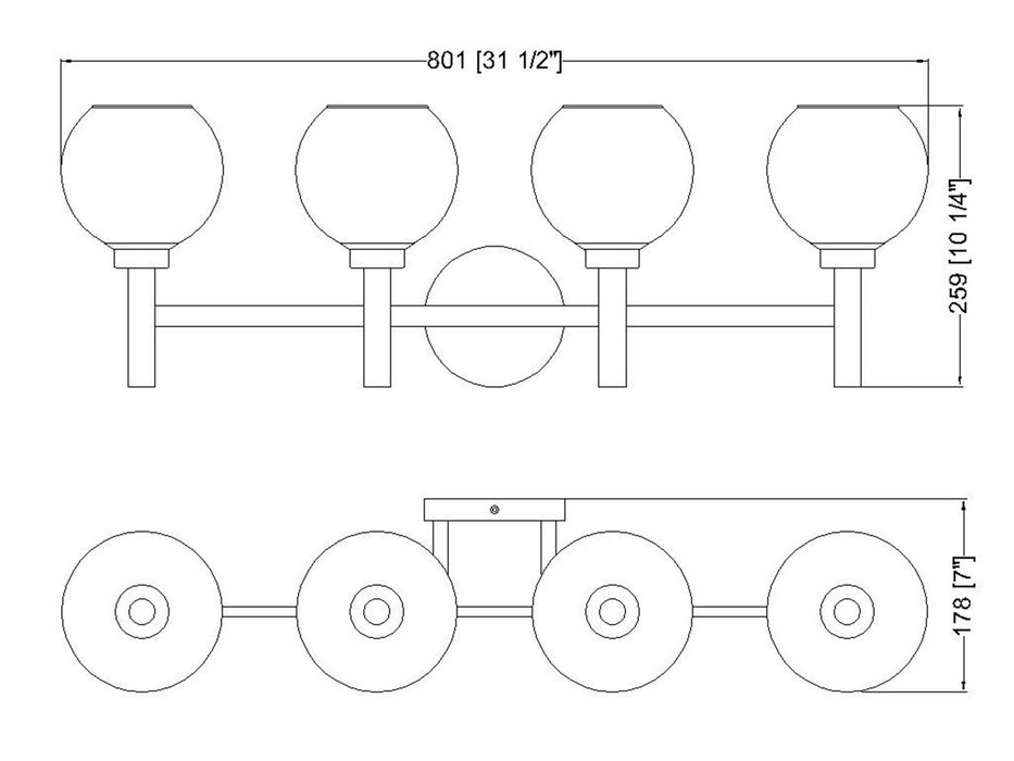 Z-Lite 7502-4V-CH Four Light Vanity, Chrome