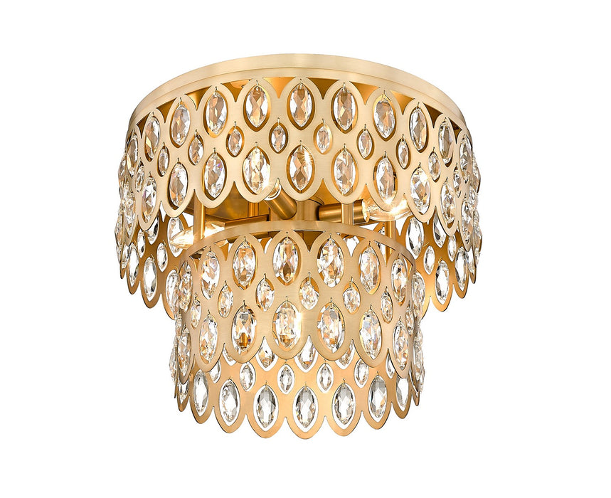 Z-Lite 822F15-HB Five Light Flush Mount, Heirloom Brass