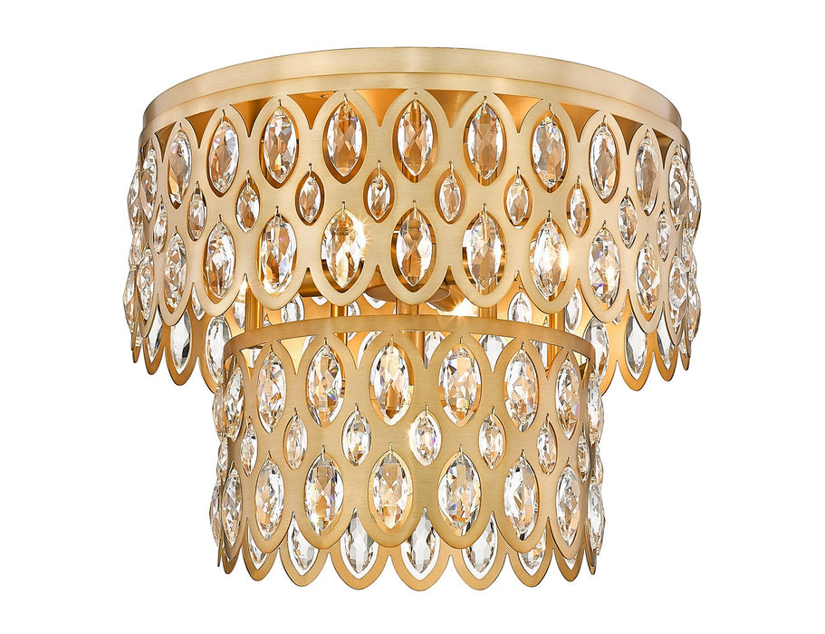 Z-Lite 822F15-HB Five Light Flush Mount, Heirloom Brass
