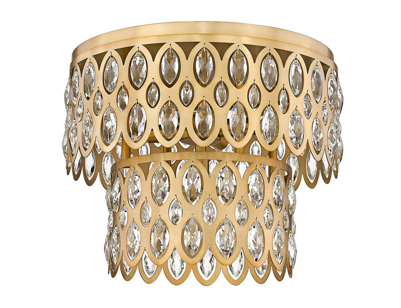 Z-Lite 822F15-HB Five Light Flush Mount, Heirloom Brass