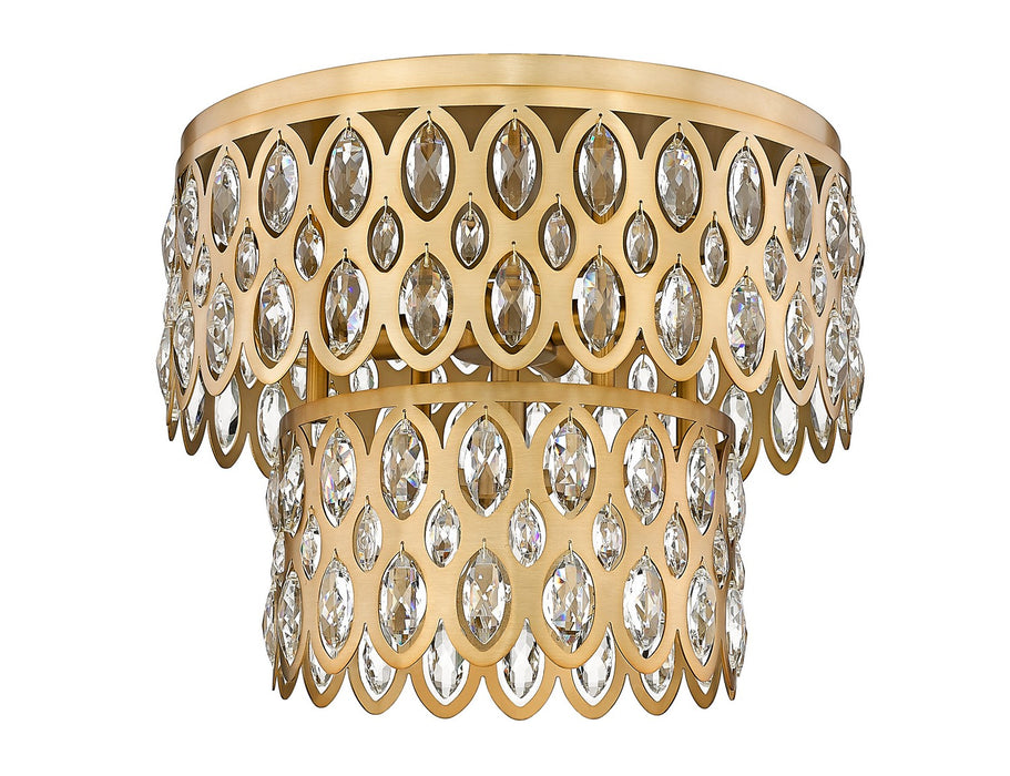Z-Lite 822F15-HB Five Light Flush Mount, Heirloom Brass
